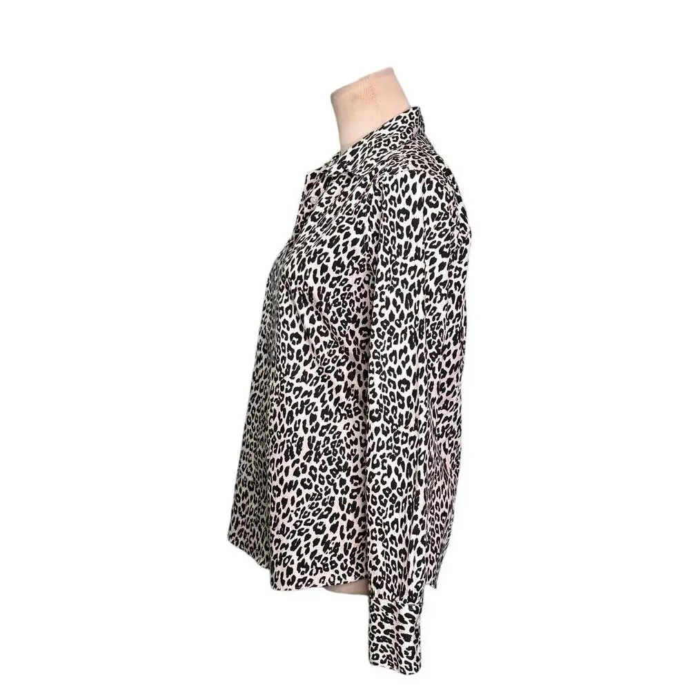 Land’s End animal print long sleeves buttoned blouse size 2 - Picture 6 of 11